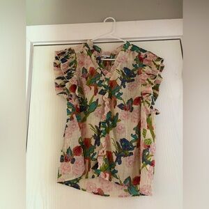 Floral Ruffle Sleeve Blouse